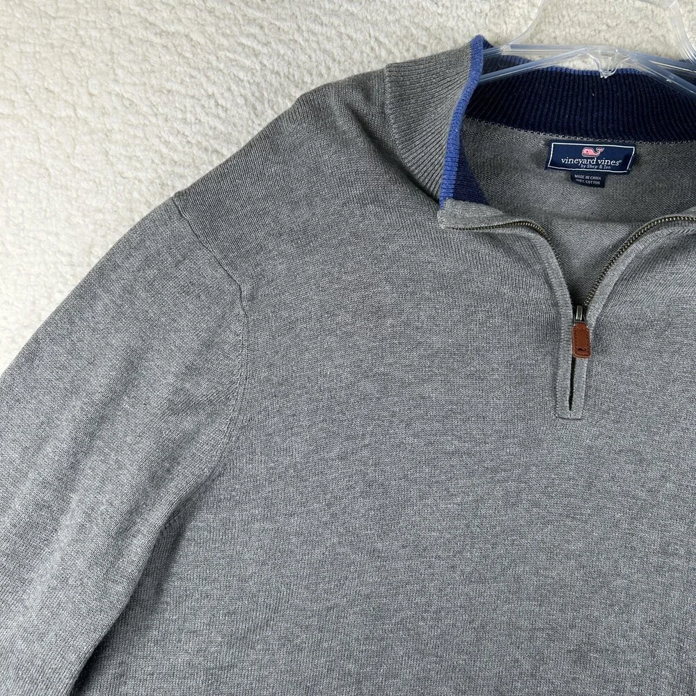 Vineyard Vines Sweater Mens XL Preppy 1/4 Zip Mock Neck Cotton Knit Pullover